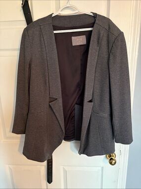 Melissa McCarthy Seven7 Charcoal Gray Open-Front Blazer Jacket